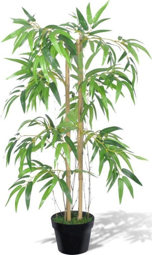 Yapay Ağaç Bambu Ağacı 2 Gövdeli Çalılı 90x70cm Siyah Plastik Saksılı