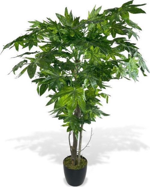 Yapay Ağaç Yeşil Çınar Ağacı100x70cm Siyah Plastik Saksılı