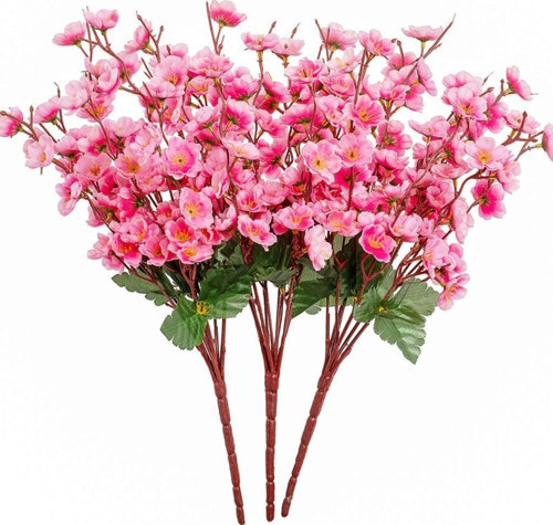 Yapay Çiçek Bahardalı Japon Kiraz Çiçeği 9 Dallı 35cm Pembe 3 Demet