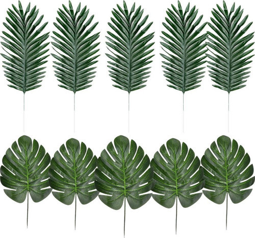 Yapay Çiçek 5 Palmiye ve 5 Monstera Yaprağı