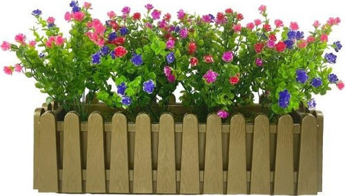 Yapay Çiçek Dore Gold Çit Balkon Saksısı Renkli Mineli Şimşir Çiçekli 55*35cm