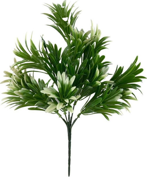 Yapay Çiçek Yeşil Beyaz Renk Podocarpus Demeti 7dal 48 Çiçek Garnitür Aradal Dekoratif Yapay Bitki