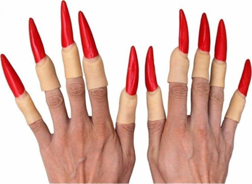 Halloween Cadılar Bayramı Cadı Tırnağı Kırmızı Halovin Partisi Kostümleri