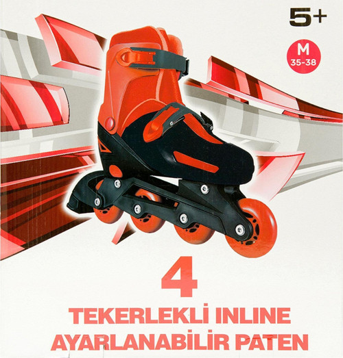 4 Tekerlekli Inline Paten 35-38 Kırmızı