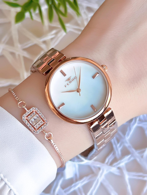 Rose/Gold Renk Kararmaz Renk Atmaz 3 Atm Özel Tasarım Kadın Kol Saati EFL21100C