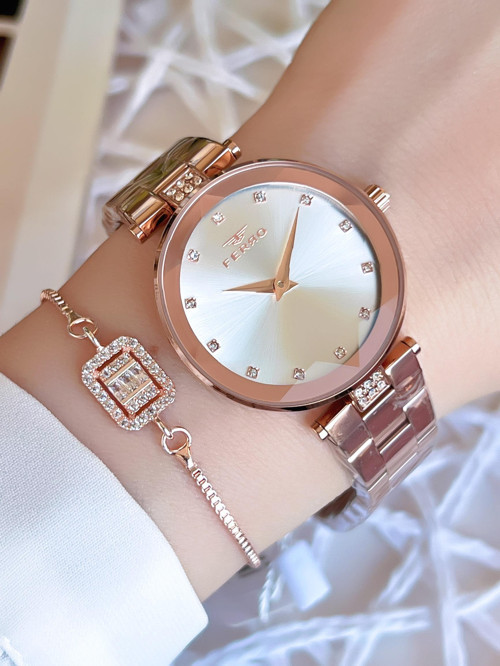 Rose/Gold Renk Kararmaz Renk Atmaz 3 Atm Özel Tasarım Kadın Kol Saati EFL21297C