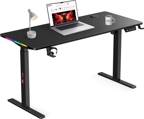 Rüzgar Yükseklik Ayarlı RGB Oyuncu & Çalışma Masası Siyah (140x60)