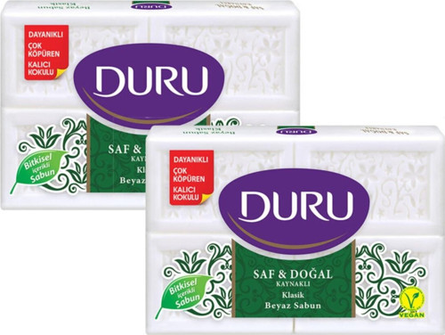 SAF VE DOĞAL KLASİK BEYAZ SABUN KOKULU BANYO SABUNU 4x150 gr (2 ADET)