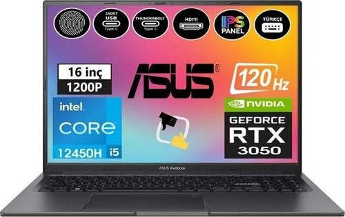 Vivobook 16X K3605ZC-N1013W I5-12450H 40GB 1tb SSD RTX3050 16 Fullhd W11H Taşınabilir Bilgisayar Snertech