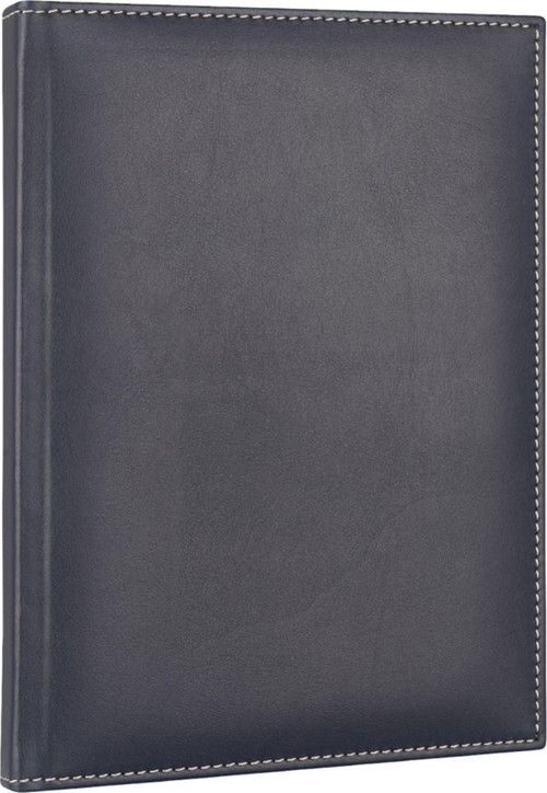 2027 Yılı Günlük Ajanda Tarihli Çizgili Diplomat Kapak 168 Yaprak Hediyelik Ajanda Vegan Deri 17X24 cm. LACİVERT