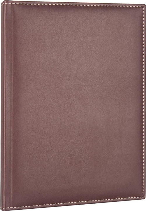 2027 Yılı Günlük Ajanda Tarihli Çizgili Diplomat Kapak 168 Yaprak Hediyelik Ajanda Vegan Deri 17X24 cm. BORDO