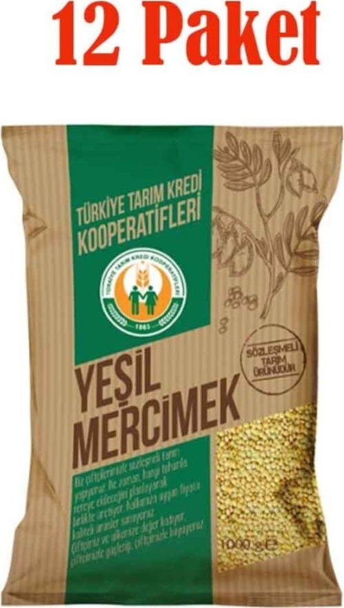 Tarım Kredi Yeşil Mercimek 1000 Gr X 12 Paket = 12 Kg