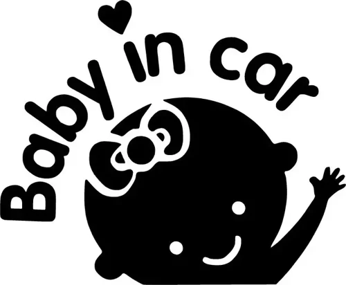 Baby in Car Kız Sticker (Oto-Motor-Laptop-Duvar-Dekor) 30 x 24 cm