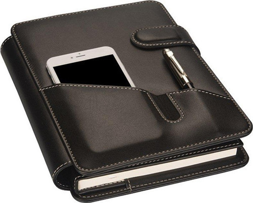 2027 Yılı Premium Tasarım Hediyelik Organizer Ajanda Telefon Kılıflı Kapak Tarihli Çizgili 168 Yaprak 17x24 Ajandalı Vegan Deri 20x26 cm. Siyah