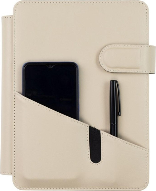 2027 Yılı Premium Tasarım Hediyelik Organizer Ajanda Telefon Kılıflı 15x21 4 Delikli Tarihli Çizgili Blok 4 Halkalı Rainbow Vegan 20x26 cm. BEJ