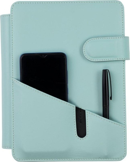 2027 Yılı Premium Tasarım Hediyelik Organizer Ajanda Telefon Kılıflı 15x21 4 Delikli Tarihli Çizgili Blok 4 Halkalı Rainbow Vegan 20x26 cm. SU YEŞİLİ