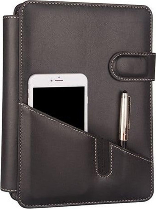 2027 Yılı Premium Tasarım Hediyelik Organizer Ajanda Telefon Kılıflı 15x21 4 Delikli Tarihli Çizgili Blok 4 Halkalı Rainbow Vegan 20x26 cm. SİYAH