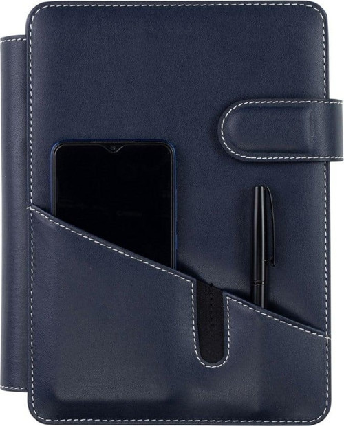 2027 Yılı Premium Tasarım Hediyelik Organizer Ajanda Telefon Kılıflı 15x21 4 Delikli Tarihli Çizgili Blok 4 Halkalı Rainbow Vegan 20x26 cm. LACİVERT