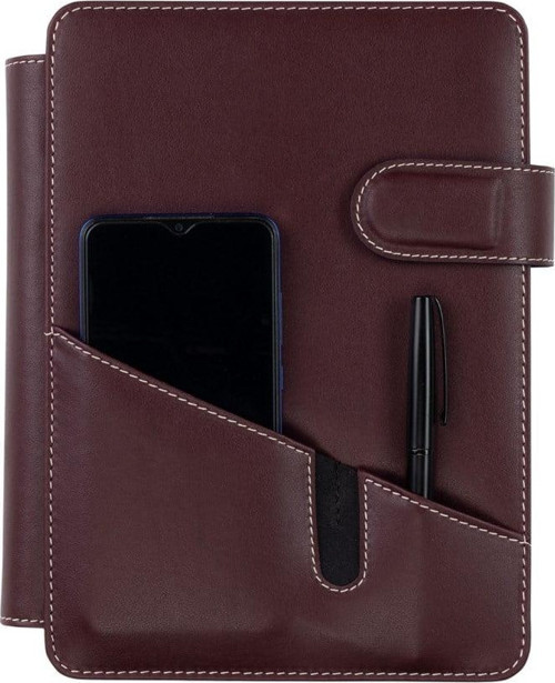2027 Yılı Premium Tasarım Hediyelik Organizer Ajanda Telefon Kılıflı 15x21 4 Delikli Tarihli Çizgili Blok 4 Halkalı Rainbow Vegan 20x26 cm. BORDO