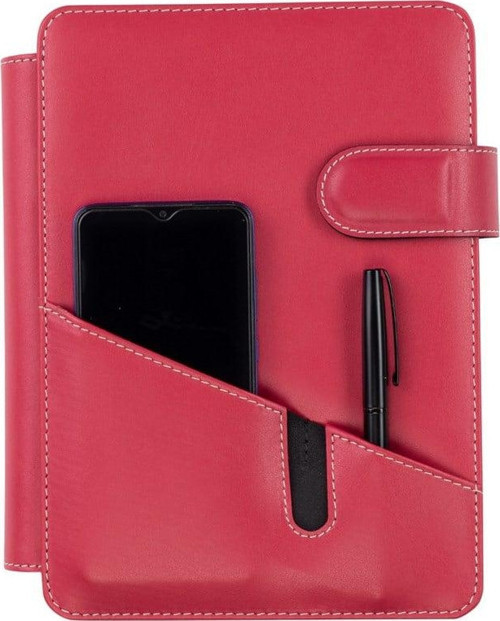 2027 Yılı Premium Tasarım Hediyelik Organizer Ajanda Telefon Kılıflı 15x21 4 Delikli Tarihli Çizgili Blok 4 Halkalı Rainbow Vegan 20x26 cm. FUŞYA