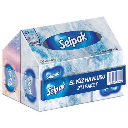 2 PAKET Selpak El ve Yüz Havlusu Marble Kutulu 80x2 160 Yaprak