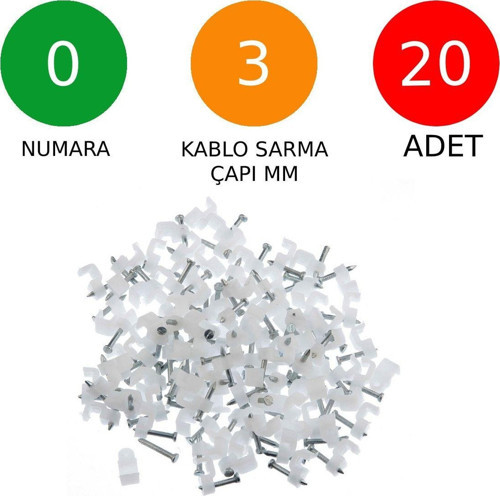 Beton Çivili Kablo Tutucu Kroşe No: 0 - 3 Mm 20 Adet