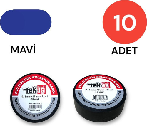Izole Bant Elektrik Bandı Mavi 10 Adet