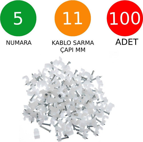 Beton Çivili Kablo Tutucu Kroşe No: 5 - 11 Mm 100 Adet