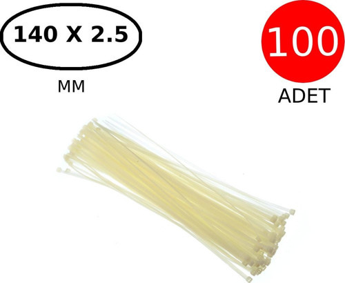 Kablo Bağı Cırt Kelepçe 140 Mm X 2.5 Mm Beyaz 100 Adet Poşet