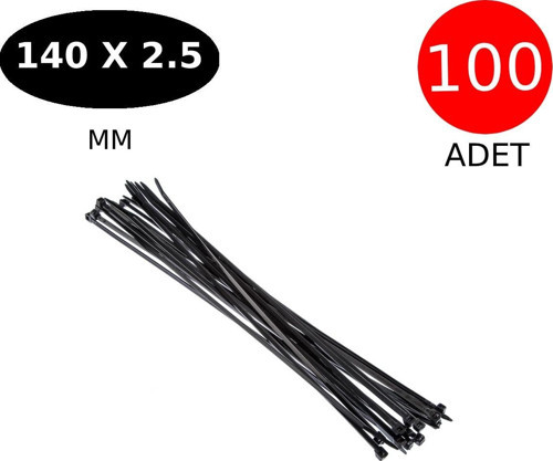 Kablo Bağı Cırt Kelepçe 140 Mm X 2.5 Mm Siyah 100 Adet