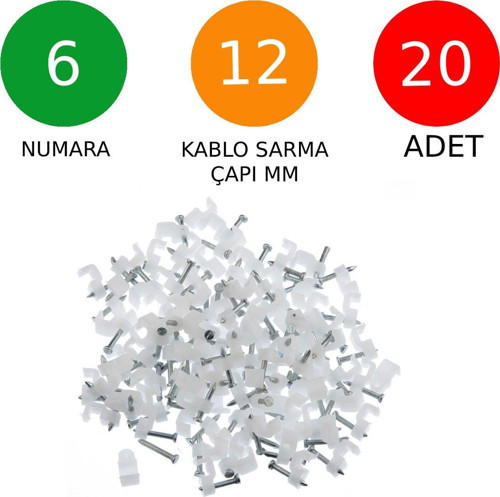 Beton Çivili Kablo Tutucu Kroşe No: 6 - 12mm 20 Adet