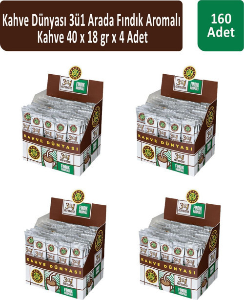 3ü1 Fındık Aromalı Kahve 40 x 18 gr x 4 Adet