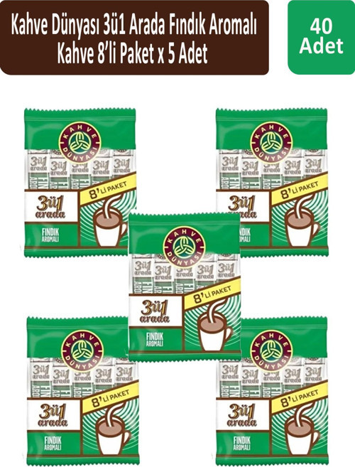 3ü1 Fındık Aromalı Kahve 8 x 18 gr x 5 Adet
