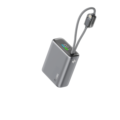 ReCharger Pro TFT 10.000mAh PD 20W USB-C ve Lightning Dahili Kablolu Taşınabilir Hızlı Şarj Aleti Powerbank
