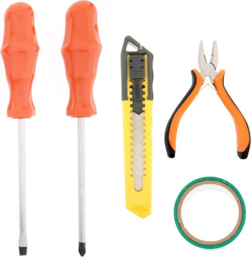 Yıldız Tornavida , Düz Tornavida , Mini Pense , Maket Bıçağı , Izole Bant , Alet Seti 1003 5 Parça