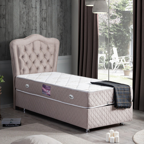 Camelli Tek Kişilik Baza Başlık Deluxe Yatak Seti