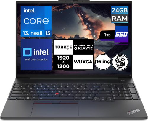 ThinkPad E16 Gen1 i5-1335U 24 GB 1 TBSSD 16" WUXGA Freedos 21JN0005TX BT10