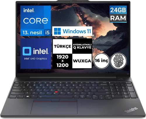 ThinkPad E16 Gen1 i5-1335U 24 GB 256 GB SSD 16" WUXGA Windows 11 Pro 21JN0005TX BT34