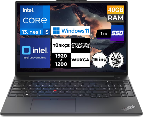 ThinkPad E16 Gen1 i5-1335U 40GB 1 TBSSD 16" WUXGA Windows 11 Home 21JN0005TX BT27
