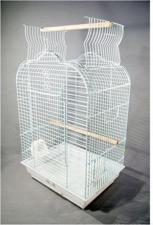 Euro Gold Pet Açılır Çatılı Papağan Kuş Kafesi Beyaz 47x36x70 Cm