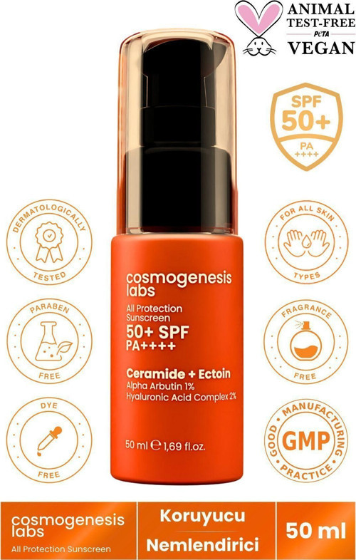 Yüksek Koruma 50+ SPF Yüz ve Vücut Güneş Kremi 50ml Vegan Kore Filtre Nemlendirici Leke Karşıtı