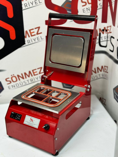 Manuel 6 Bölmeli Kahvaltı Tabağı Kapatma Makinesi Red