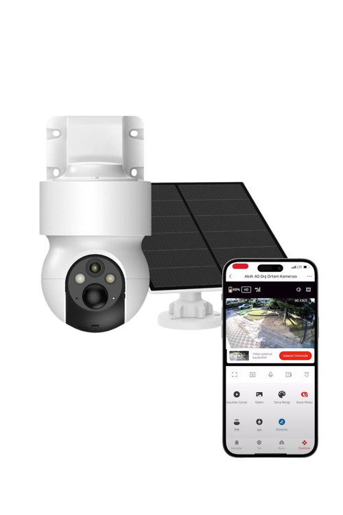 Akıllı Güneş Enerjili Güvenlik Kamerası Hareket Takibi Ip65 Led Gece Görüşlü Dış Mekan Kamera X7262