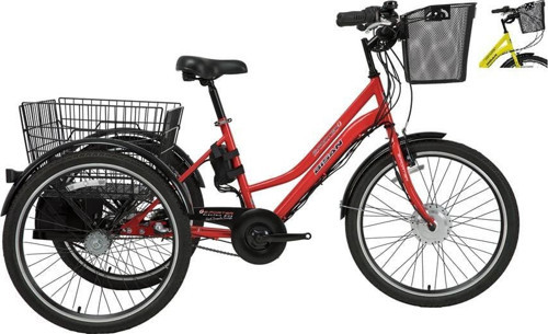 e-PORTER UNISEX ÜÇ TEKERLİ ELEKTRİKLİ BİSİKLET 44CM V 24 JANT 3 VİTES SARI BEYAZ