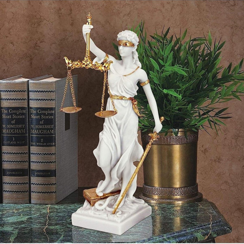 Varaklı Beyaz Renk Adalet Heykeli Themis Figürü 31 cm