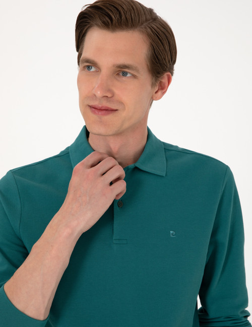 Zümrüt Slim Fit Kıvrılmaz Polo Yaka Basic Pike Sweatshirt 50314048-VR055