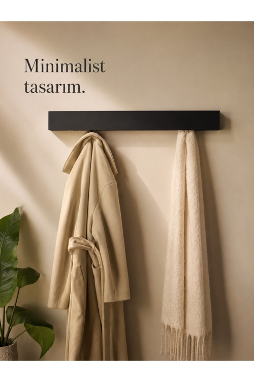 Portmanto Metal Duvar Askılığı Elbise Askılığı Vestiyer Askılık Gizli Kancalı Antre Hol Mont Çanta Havlu Askısı Antrasit 80 Cm Berlin