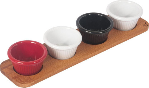 Dörtlü Sosluk Sunum Ahşabı 40 X 8 Cm - Kayın Ağacı