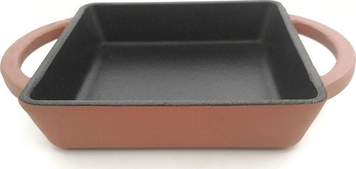 Döküm Kare Kulplu Tava 12 X 12 Cm Curry Turuncu