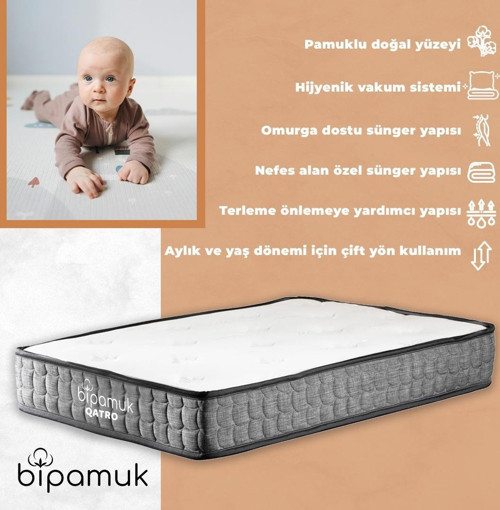 Qatro Bebek Yatak Ortopedik Çocuk Yatağı 60x120 Terleme Önleyici Premium Beşik Yatağı 15 Cm